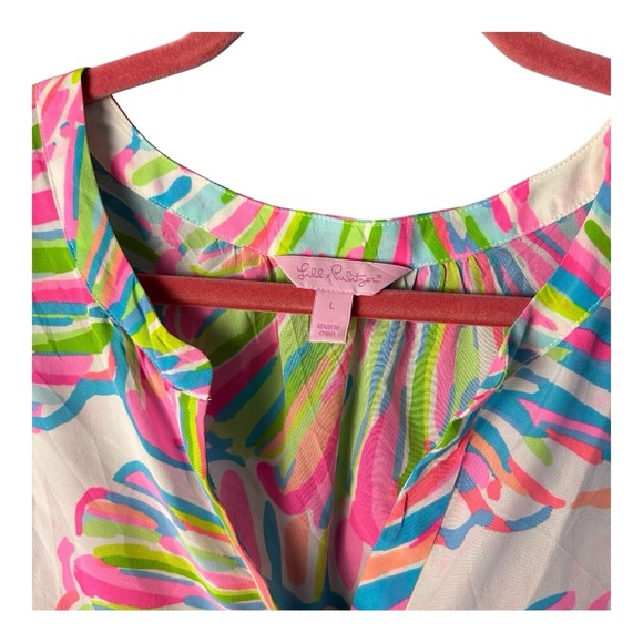 Lilly Pulitzer Silk Multi Colored Sleeveless Blouse - Picture 3 of 6